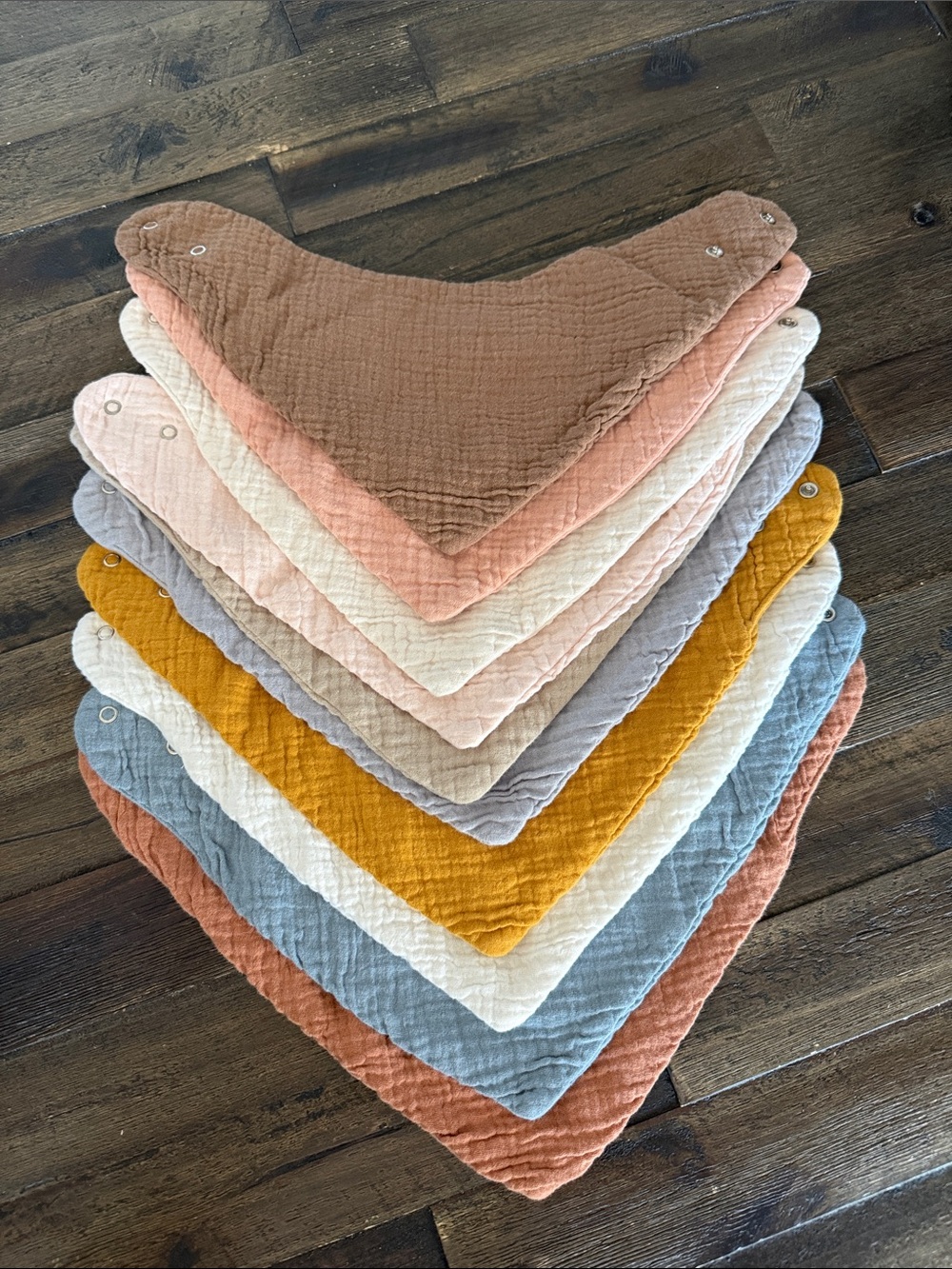 NWOT Neutral and Mustard Quilted Bandana Bibs - Home Accents